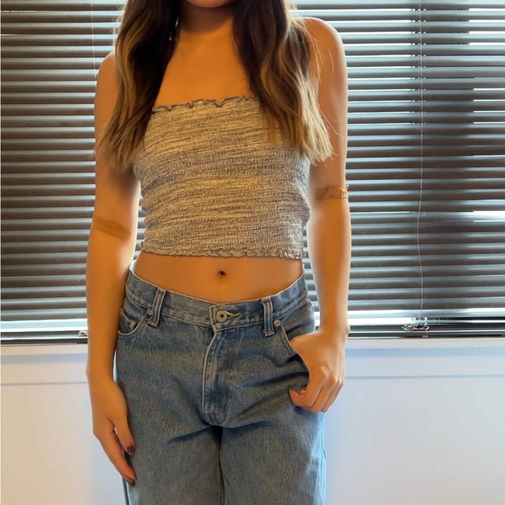 Hollister Smocked Gray Tube Top